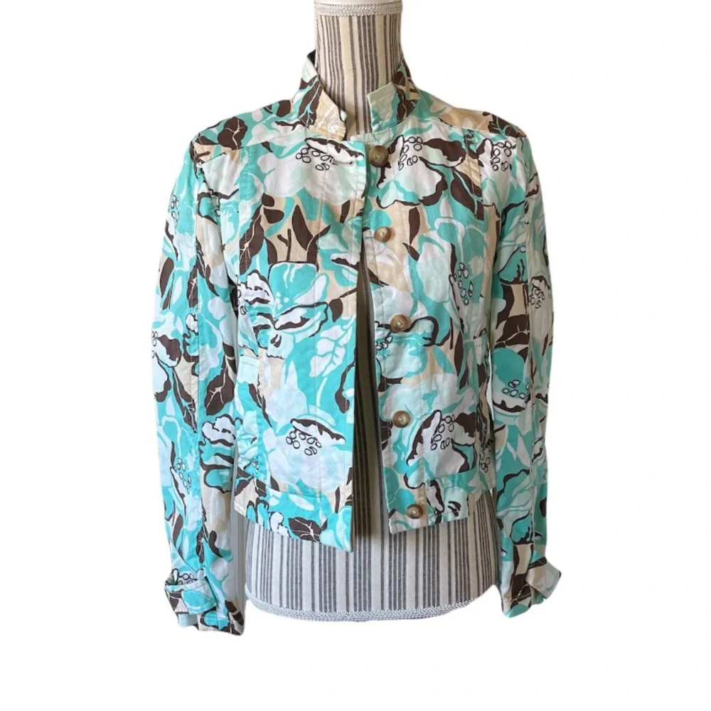 AIGNER Women’s Floral Lightweight Jacket Chinese Collar Size 6